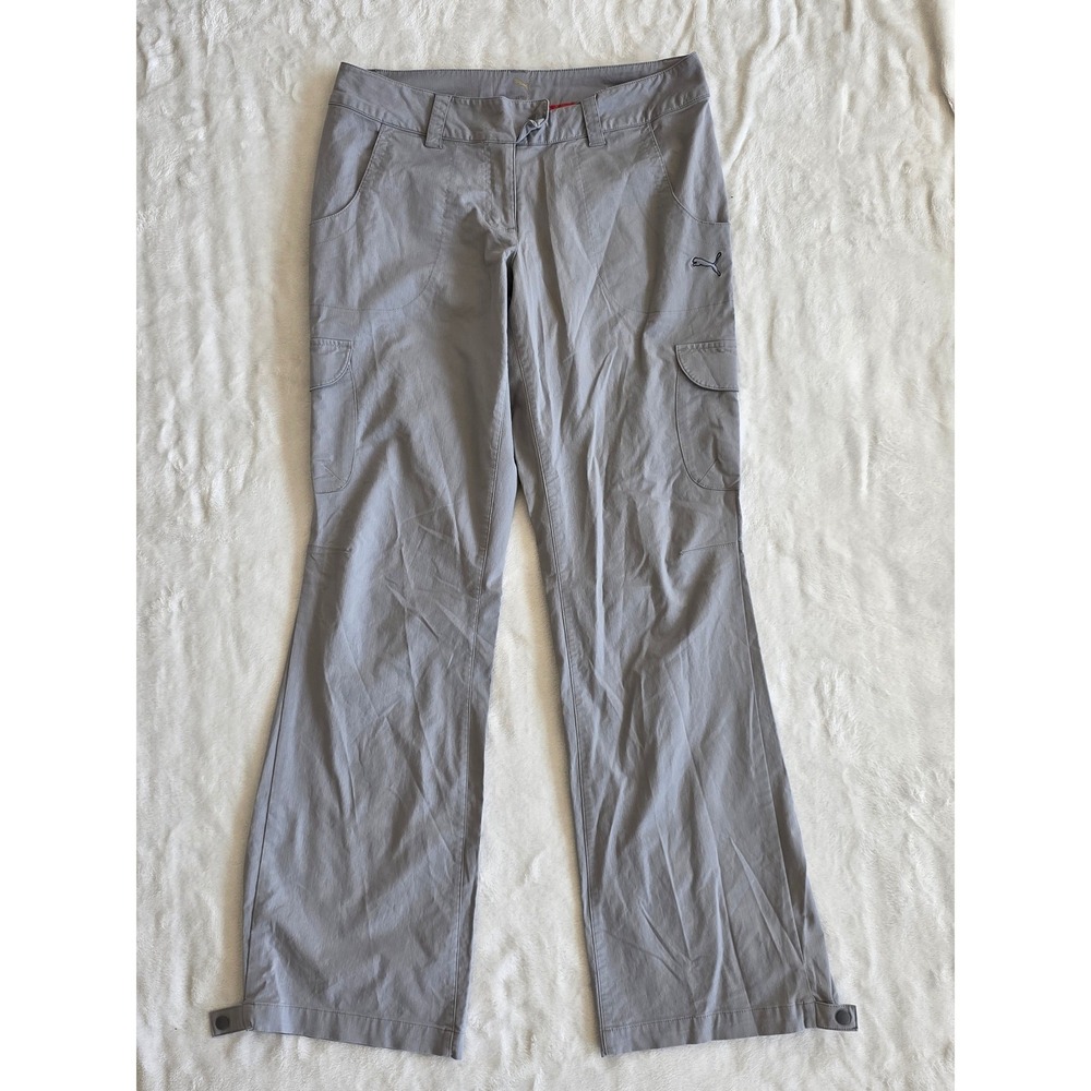 Puma Women's Grey Cargo Pants Lightweight Drawstring‎ Ankle Sportswear Size M